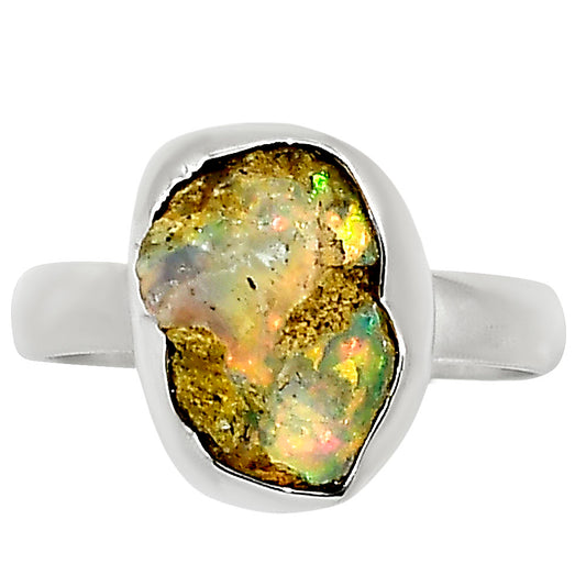 Ethiopian Opal Rough Ring size-8 R-1001 25-ER16245