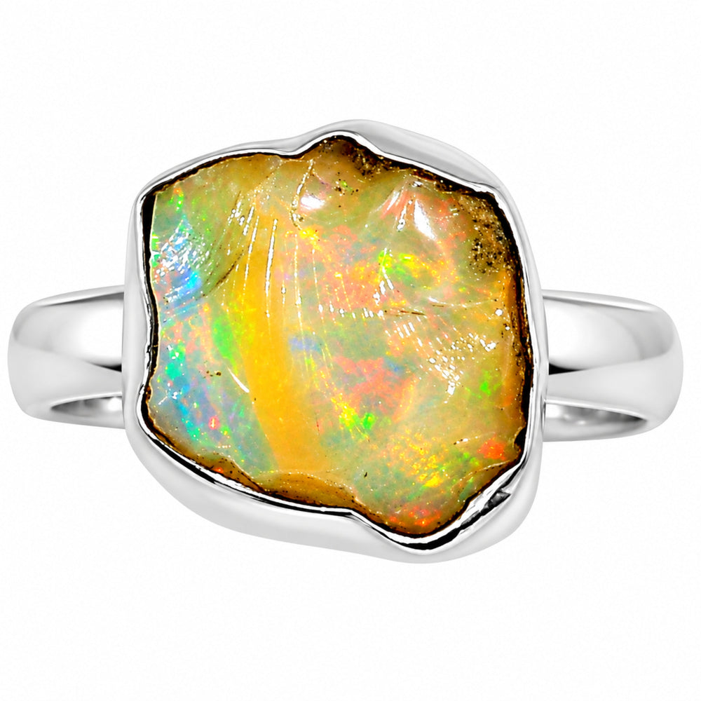 Ethiopian Opal Rough Ring size-8 R-1001 25-ER16246