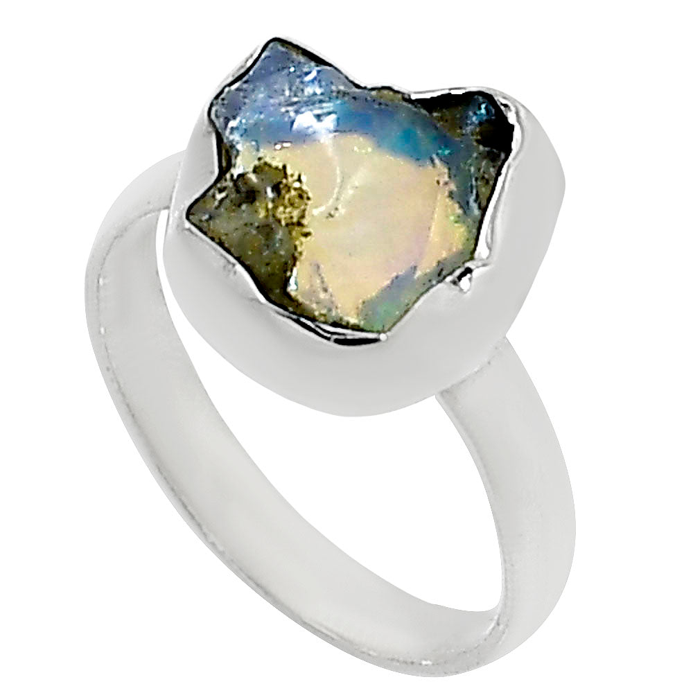 Ethiopian Opal Rough Ring size-8 R-1001 25-ER16247