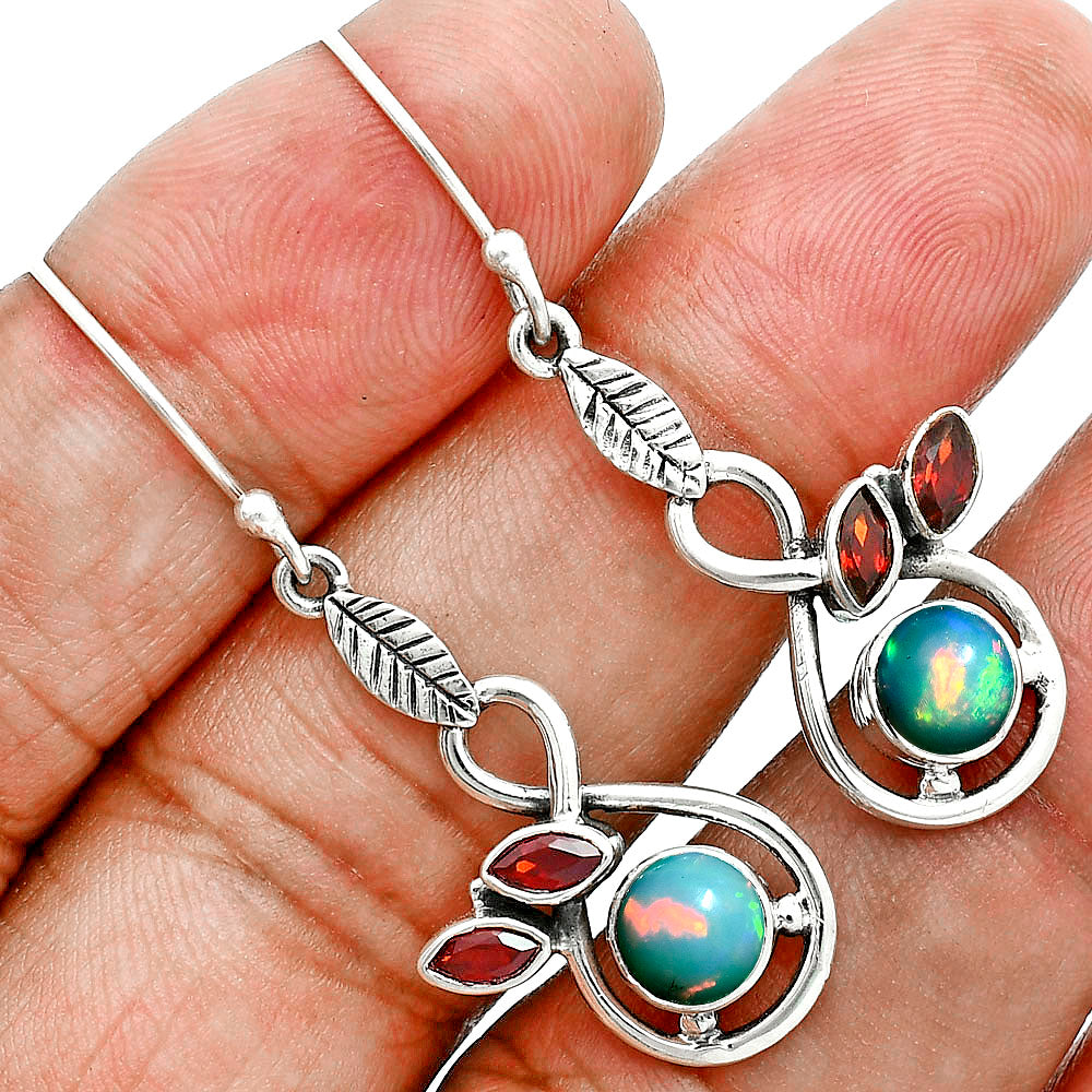 Premium Ethiopian opal & Garnet Pendant Earrings Set T-1013 25-ET10032