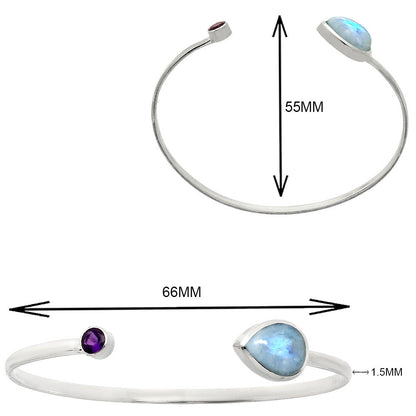 Premium Rainbow Moonstone & Amethyst Cuff Bangle Bracelet B-1004 26-EB10120
