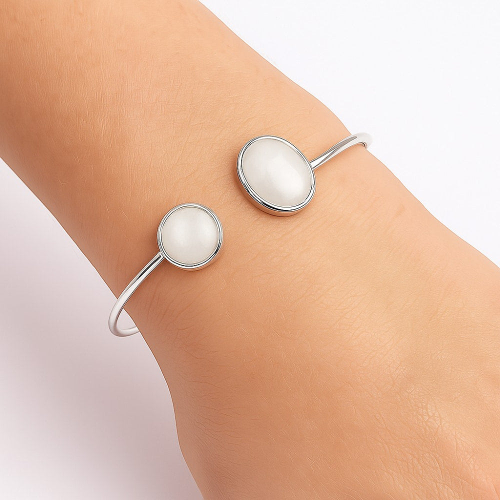 Premium Quality Rainbow Moonstone Cuff Bangle Bracelet B-1004 26-EB10125