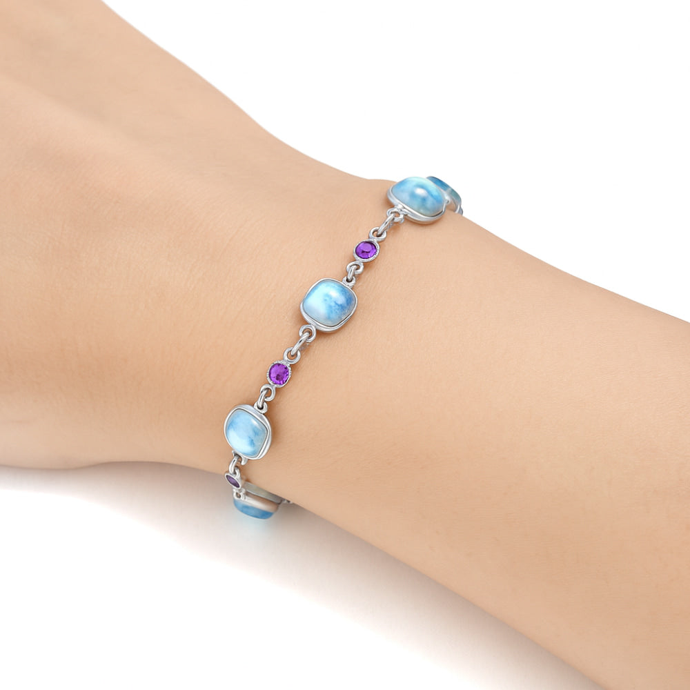 Premium Quality Rainbow Moonstone - India & Amethyst Bracelet B-1006 26-EB10139