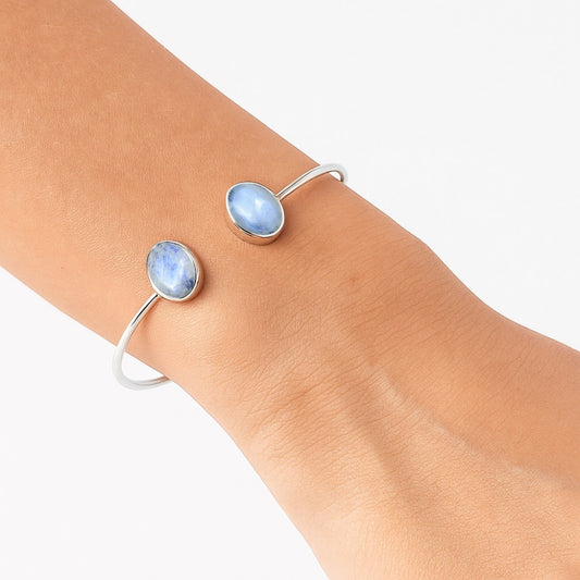 Premium Quality Rainbow Moonstone Cuff Bangle Bracelet B-1004 26-EB10145