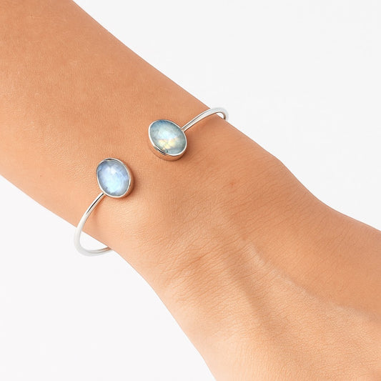 Premium Quality Rainbow Moonstone Cuff Bangle Bracelet B-1004 26-EB10147