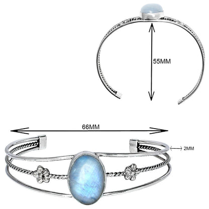 Premium Quality Rainbow Moonstone Cuff Bangle Bracelet B-1012 26-EB10148