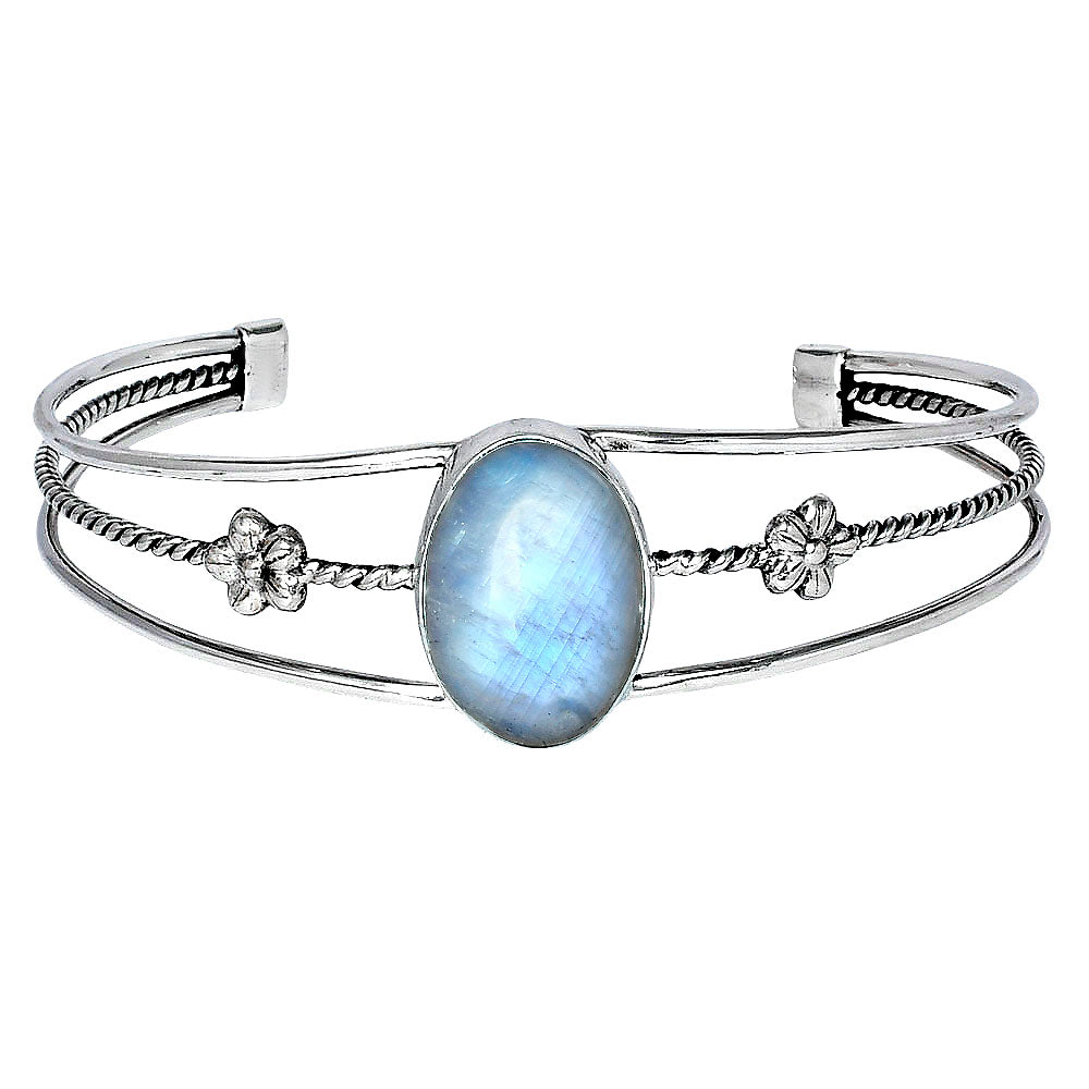 Premium Quality Rainbow Moonstone Cuff Bangle Bracelet B-1012 26-EB10148