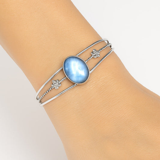 Premium Quality Rainbow Moonstone Cuff Bangle Bracelet B-1012 26-EB10148