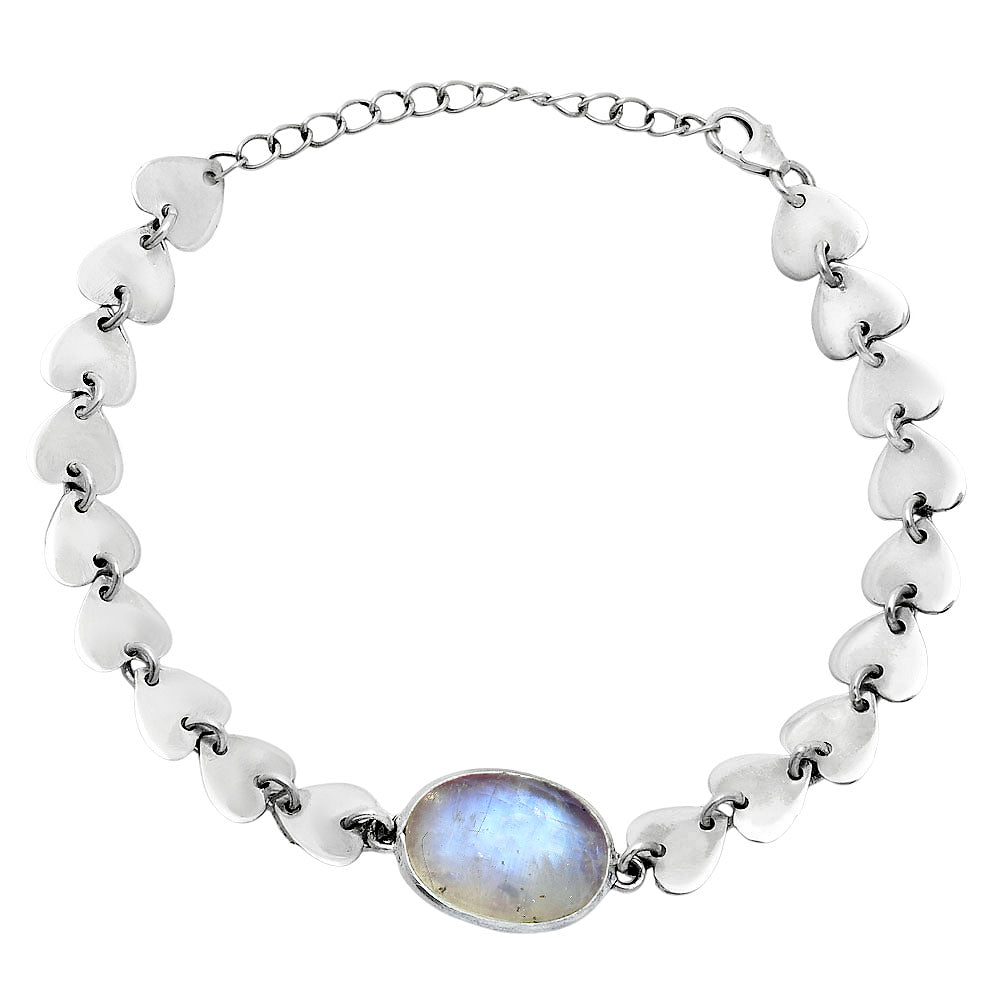 Premium Heart - Rainbow Moonstone - India Bracelet B-1044 26-EB10156