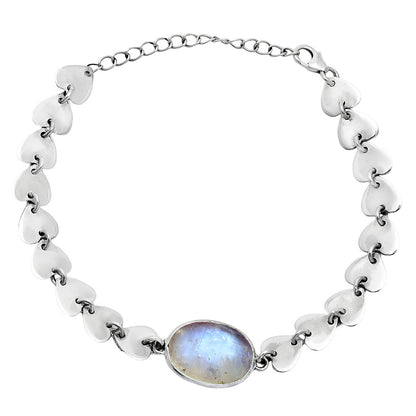 Premium Heart - Rainbow Moonstone - India Bracelet B-1044 26-EB10156