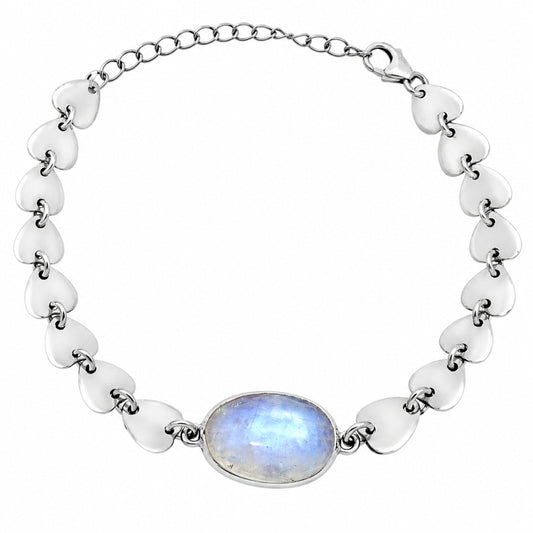 Premium Heart - Rainbow Moonstone - India Bracelet B-1044 26-EB10156