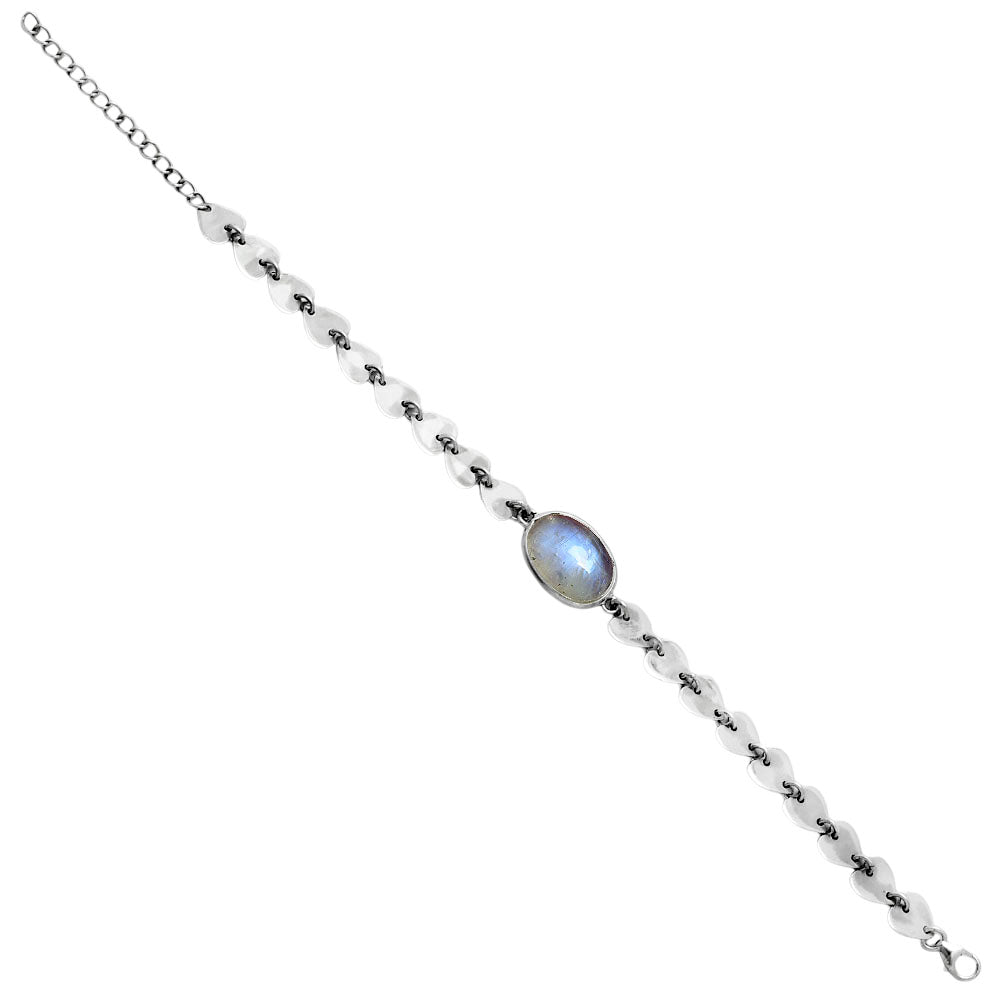 Premium Heart - Rainbow Moonstone - India Bracelet B-1044 26-EB10156