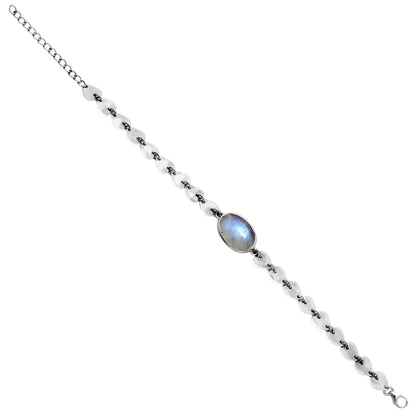 Premium Heart - Rainbow Moonstone - India Bracelet B-1044 26-EB10156