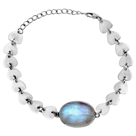 Premium Heart - Rainbow Moonstone - India Bracelet B-1044 26-EB10157