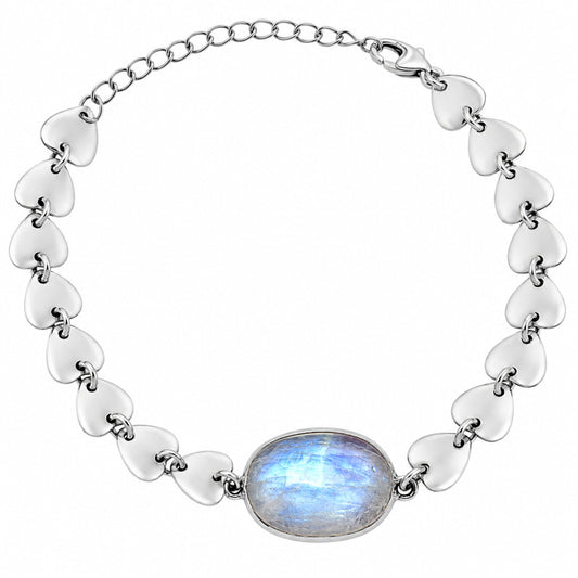 Premium Heart - Rainbow Moonstone - India Bracelet B-1044 26-EB10157