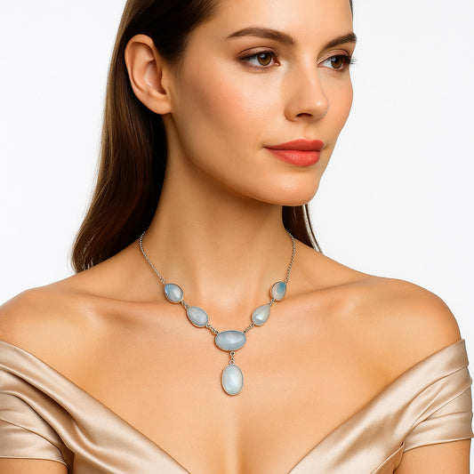 Premium Quality Rainbow Moonstone - India Necklace N-1013 26-EN10074