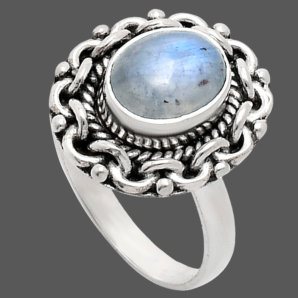Premium Quality Rainbow Moonstone - India Ring size-6 R-1667 26-ER10864