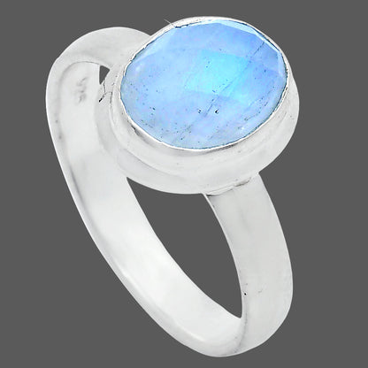 Premium Quality Rainbow Moonstone Checker - India Ring size-8 R-1007 26-ER10919