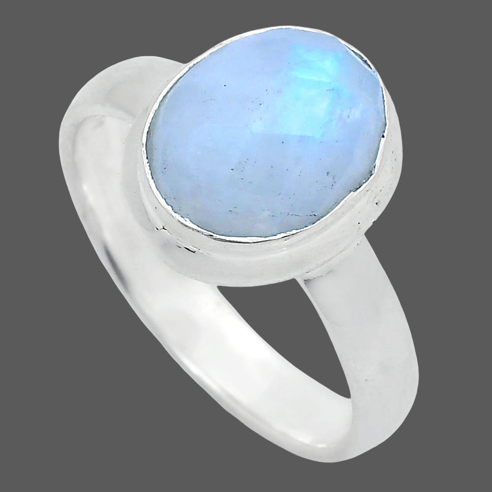 Premium Quality Rainbow Moonstone Checker - India Ring size-6 R-1007 26-ER10920