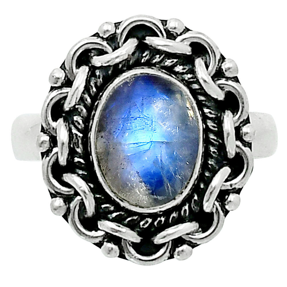 Premium Quality Rainbow Moonstone Ring size-6 R-1667 26-ER10964