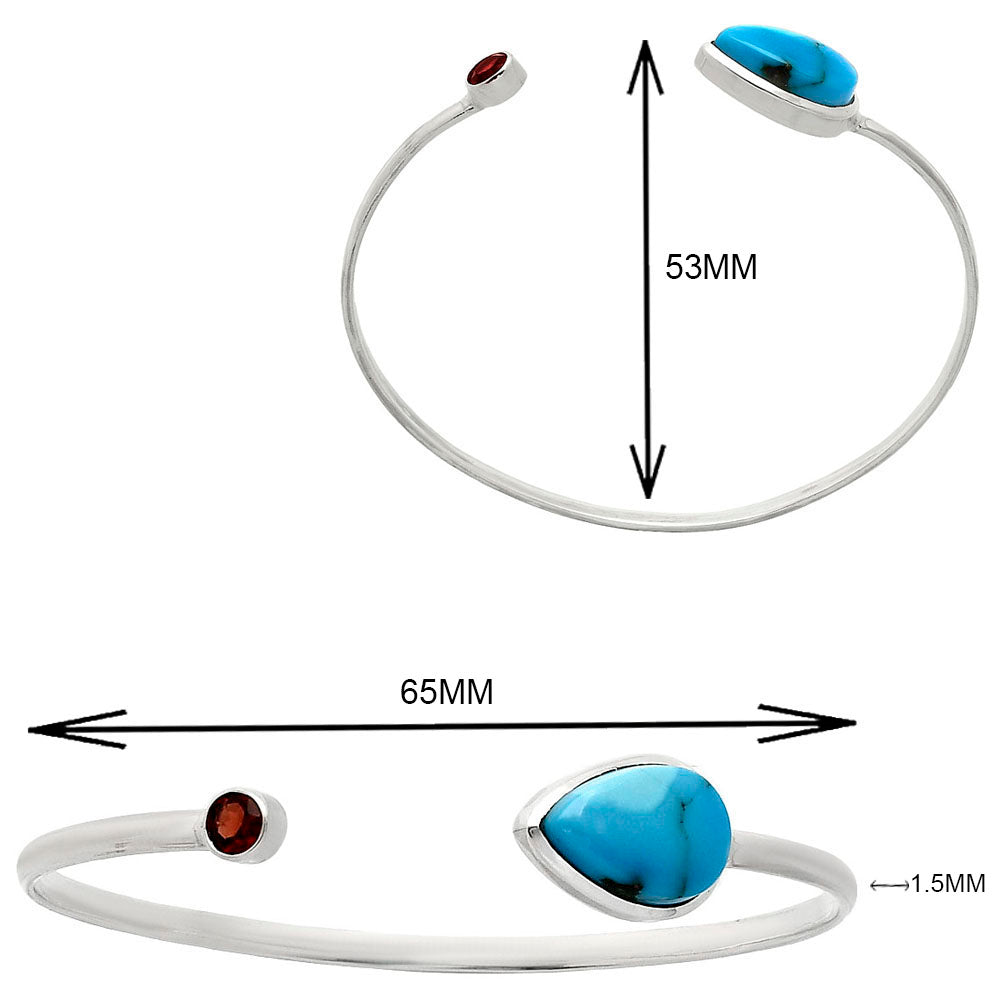 Premium Turquoise Morenci Mine & Garnet Cuff Bangle Bracelet B-1004 27-EB10161