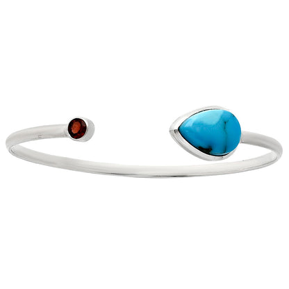 Premium Turquoise Morenci Mine & Garnet Cuff Bangle Bracelet B-1004 27-EB10161