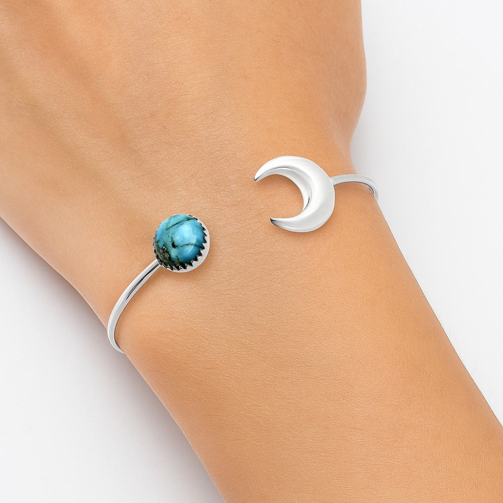 Moon - Kingman Turquoise With Pyrite Cuff Bangle Bracelet B-1046 27-EB10166
