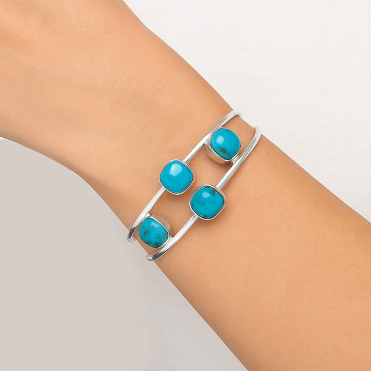 Premium Quality Sleeping Beauty Turquoise Cuff Bangle Bracelet B-1047 27-EB10167