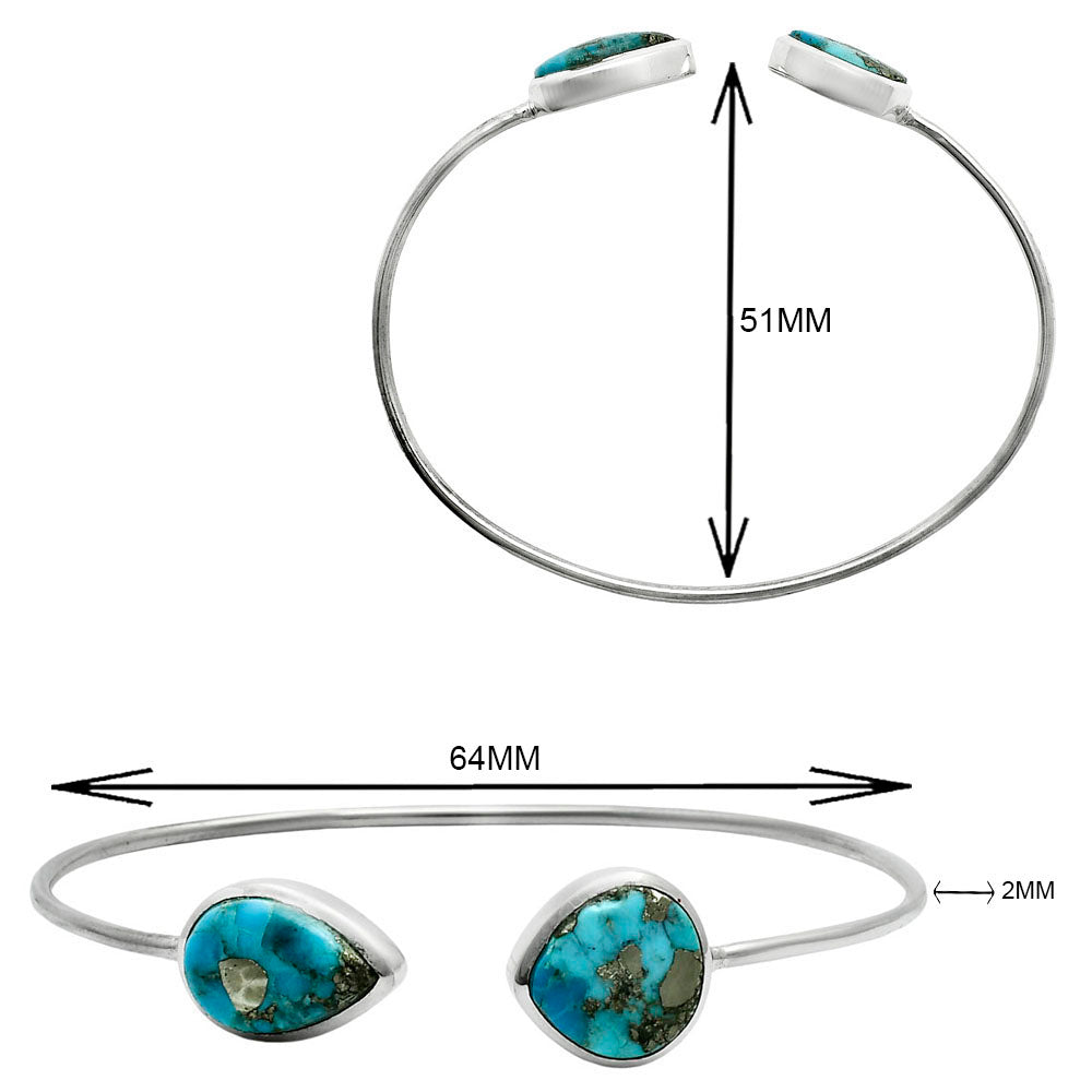 Premium Kingman Turquoise With Pyrite Cuff Bangle Bracelet B-1004 27-EB10176