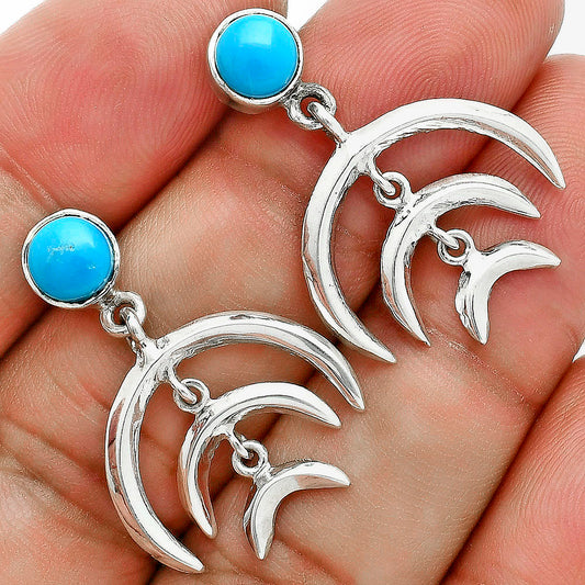 Premium Crescent Moon - Sleeping Beauty Turquoise Earrings E-1249 27-EE10265