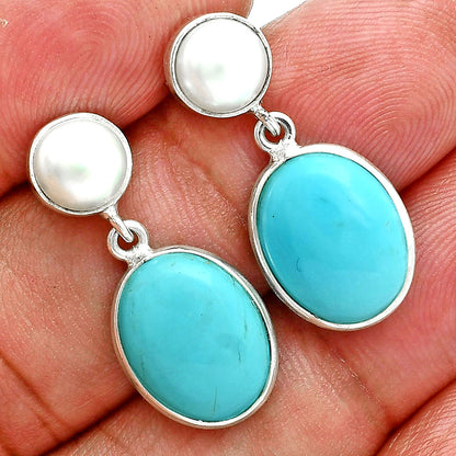 Rare Turquoise Nevada Aztec Mt, Peral Necklace Earrings Set N-1026 27-EG10003