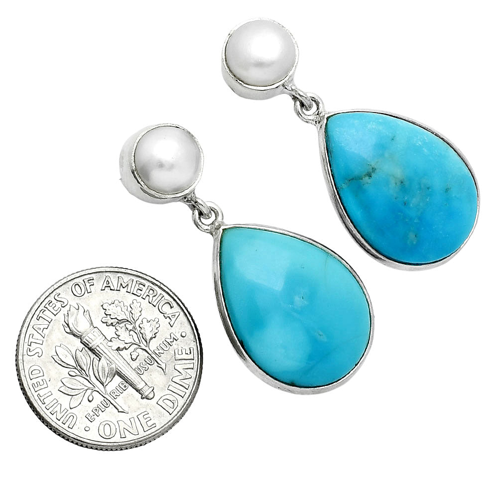 Rare Turquoise Nevada Aztec Mt, Peral Necklace Earrings Set N-1026 27-EG10004