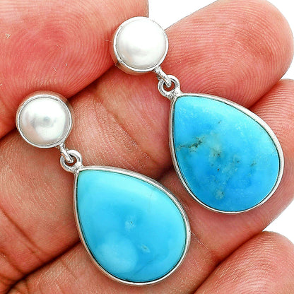 Rare Turquoise Nevada Aztec Mt, Peral Necklace Earrings Set N-1026 27-EG10004