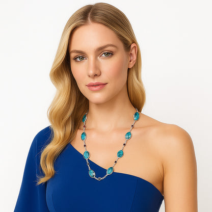 Premium Quality Kingman Turquoise With Pyrite, Garnet Necklace N-1024 27-EN10079