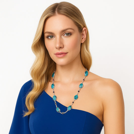 Premium Quality Kingman Turquoise With Pyrite, Garnet Necklace N-1024 27-EN10079