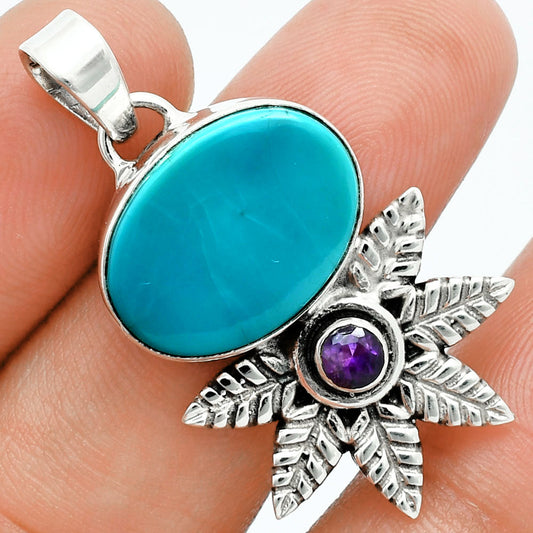 Premium Quality Sleeping Beauty Turquoise & Amethyst Pendant P-1425 27-EP10129