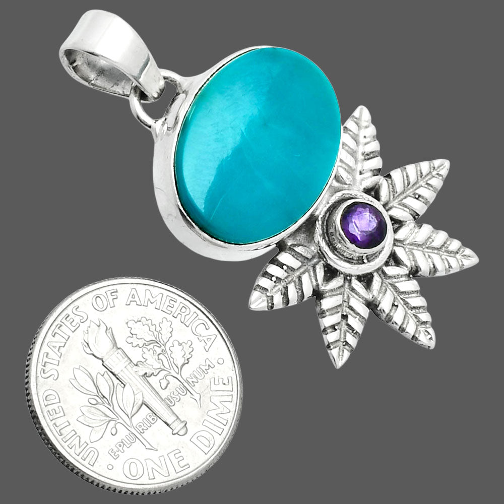 Premium Quality Sleeping Beauty Turquoise & Amethyst Pendant P-1425 27-EP10129