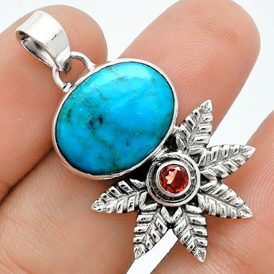 Premium Quality Rare Turquoise Nevada Aztec Mt, Garnet Pendant P-1425 27-EP10130