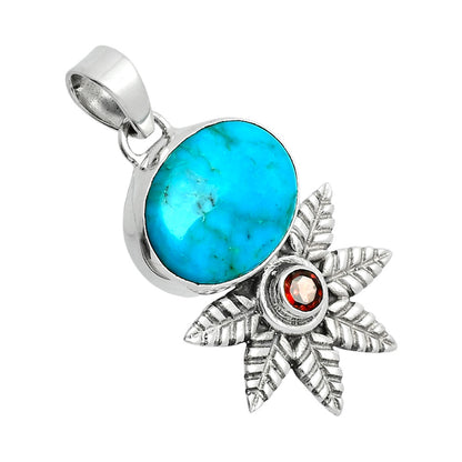 Premium Quality Rare Turquoise Nevada Aztec Mt, Garnet Pendant P-1425 27-EP10130