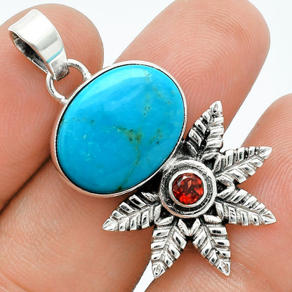 Premium Quality Sleeping Beauty Turquoise & Garnet Pendant P-1425 27-EP10131