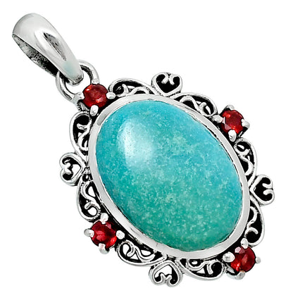 Premium Natural Turquoise Nevada Aztec Mt & Garnet Pendant P-1743 27-EP10138