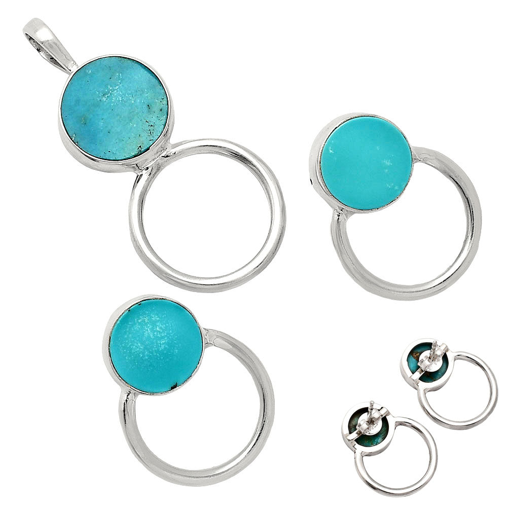 Premium Rare Turquoise Nevada Aztec Mt Pendant Earrings Set T-1012 27-ET10037