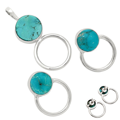 Premium Rare Turquoise Nevada Aztec Mt Pendant Earrings Set T-1012 27-ET10041