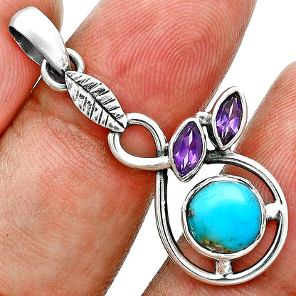 Premium Rare Turquoise Nevada & Amethyst Pendant Earrings Set T-1013 27-ET10045