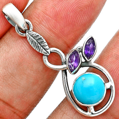 Sleeping Beauty Turquoise & Amethyst Pendant Earrings Set T-1013 27-ET10049