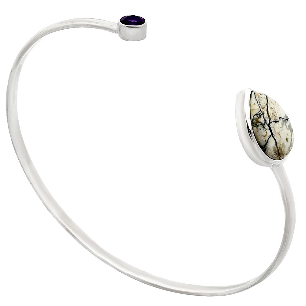 Authentic White Buffalo Turquoise & Amethyst Cuff Bracelet B-1004 28-EB10186