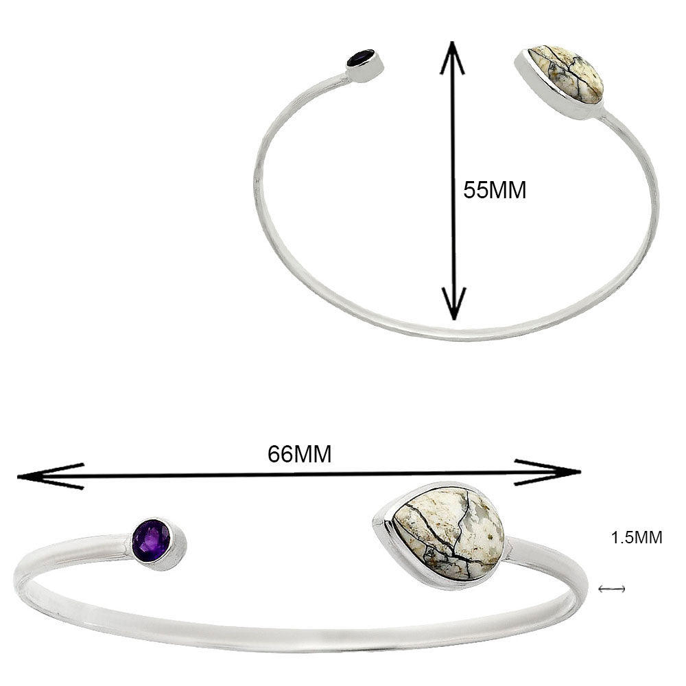 Authentic White Buffalo Turquoise & Amethyst Cuff Bracelet B-1004 28-EB10186