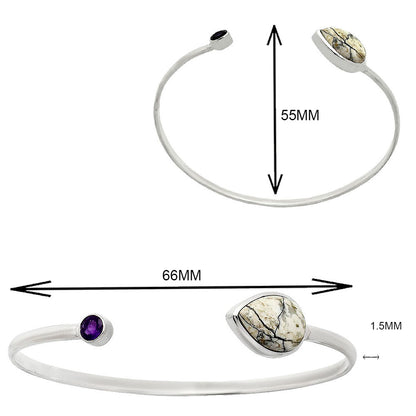 Authentic White Buffalo Turquoise & Amethyst Cuff Bracelet B-1004 28-EB10186