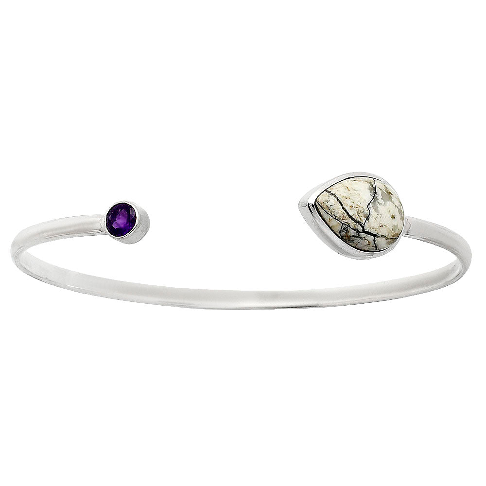 Authentic White Buffalo Turquoise & Amethyst Cuff Bracelet B-1004 28-EB10186