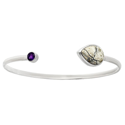 Authentic White Buffalo Turquoise & Amethyst Cuff Bracelet B-1004 28-EB10186